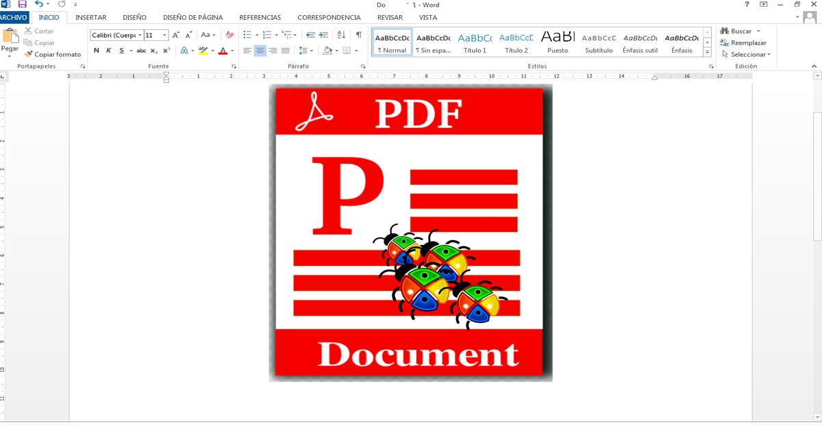 Atención!!!!!!!!!!! Ransomware dentro de un PDF, enmascarado dentro de un fichero Word.