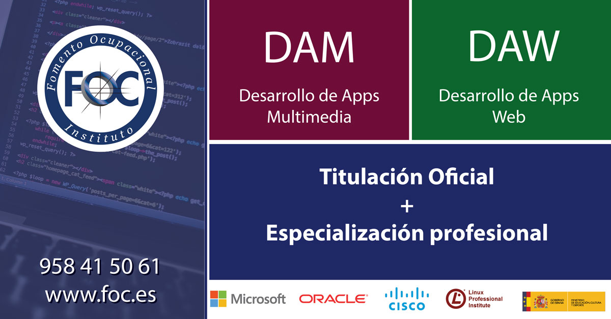 Especialización profesional en los ciclos de programación: Desarrollo de Apps Multiplataforma y Web.